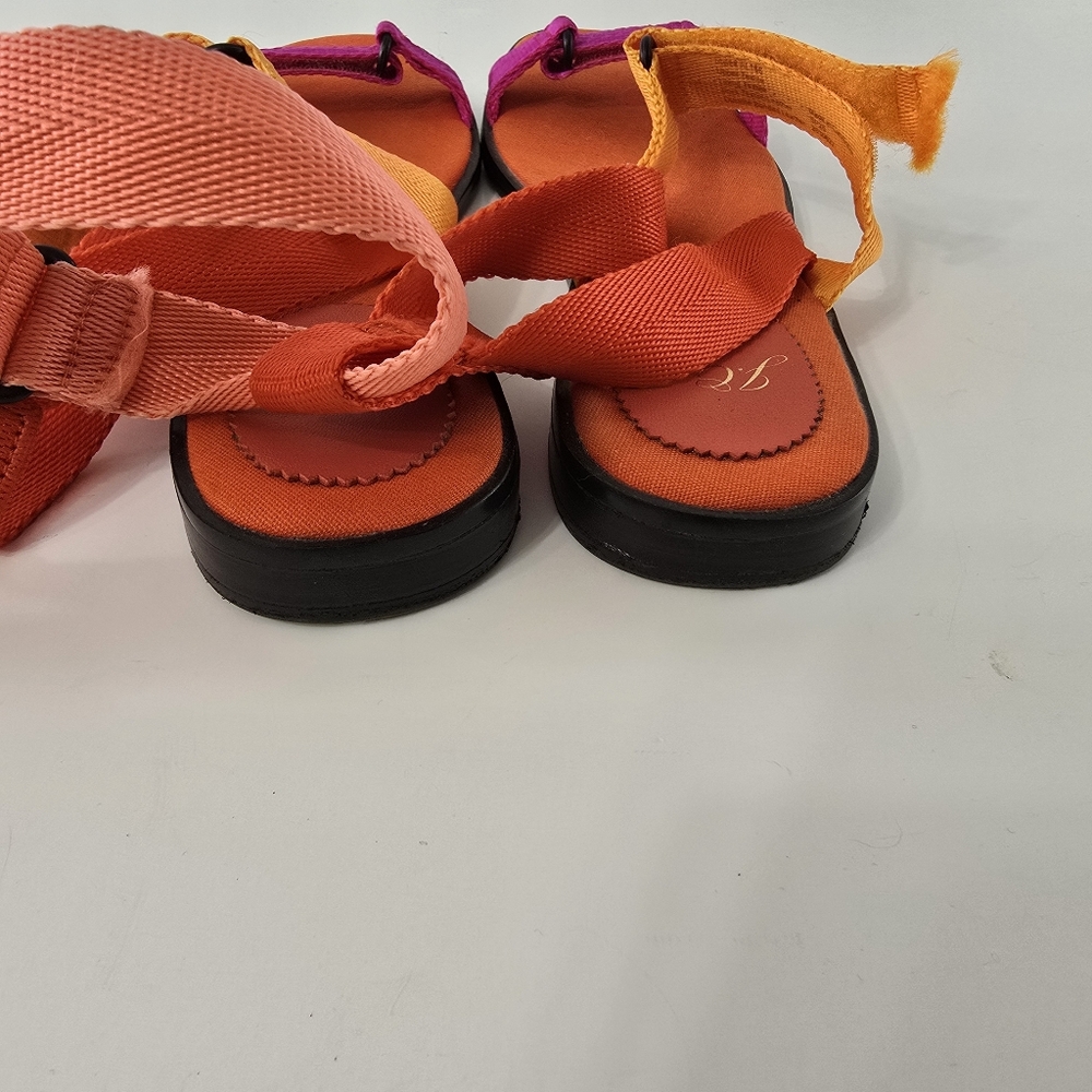 J Crew Gretchen Colorblock Strappy Sandals Webbed Web Strap Flat Shoes Size 10.5 - Picture 10 of 11